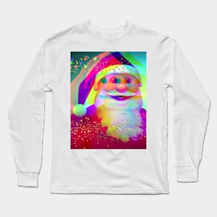 Psychedelic Trippy Xmas Laughing Santa Long Sleeve T-Shirt